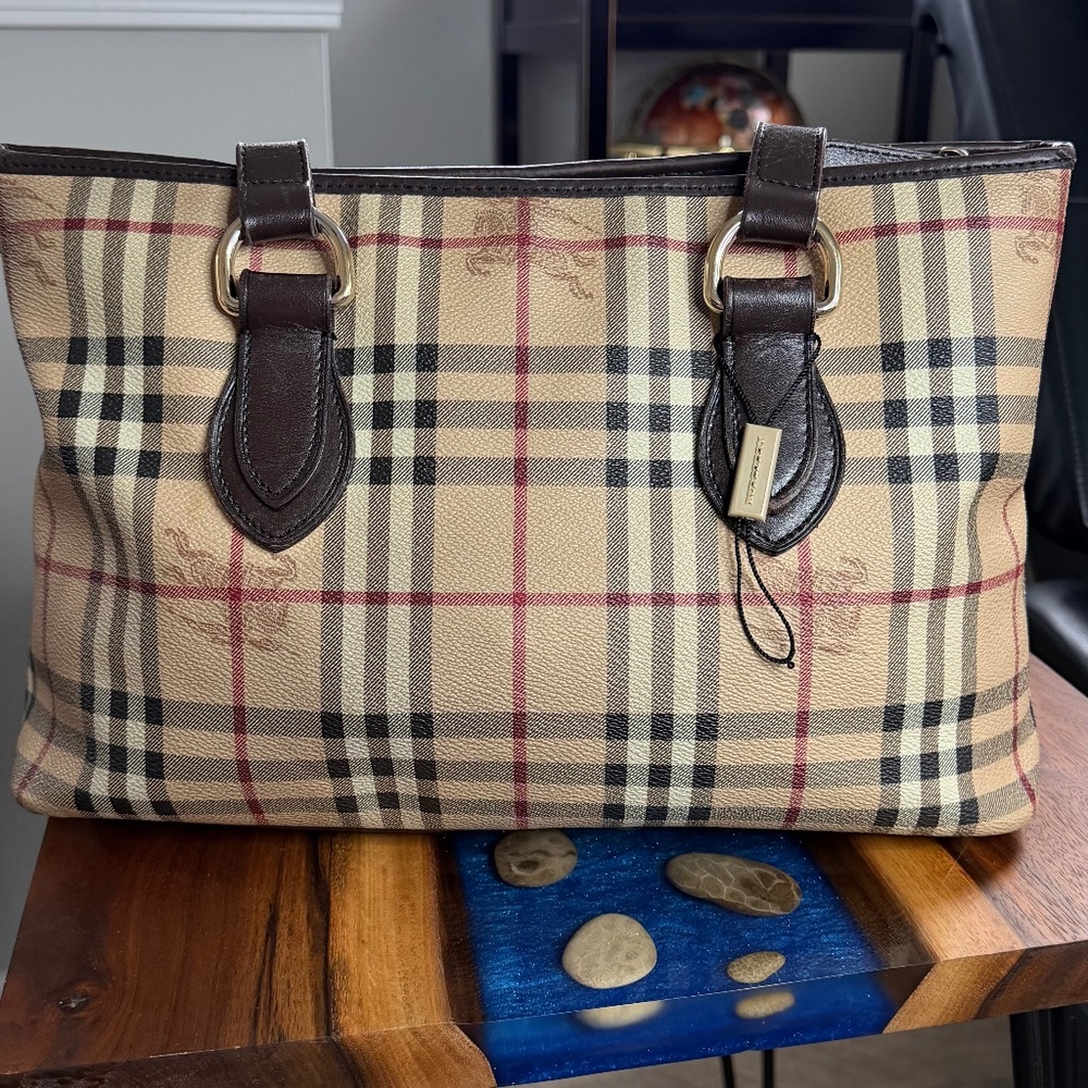 Burberry Haymarket tote handbag purse with dust bag  - AUTHENTIC